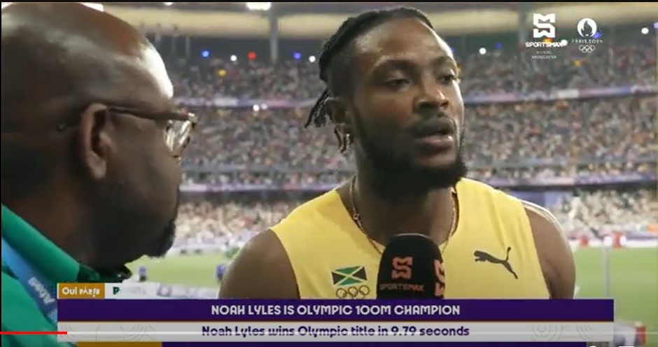 Fleeting Olympic drama when Thompson was declared winner over Noah lyles.