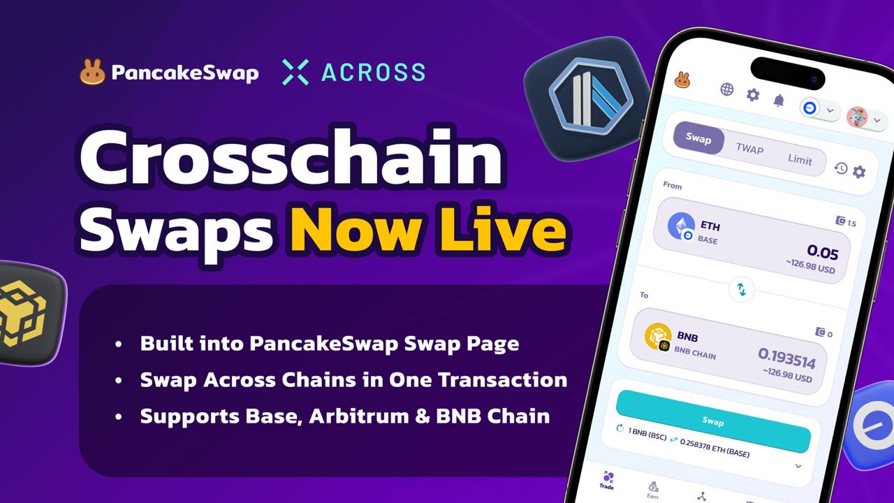 一键式跨链兑换现已直接内置于您的PancakeSwap 中，由Across 提供支持| PancakeSwap