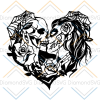 cut file, Paper Cutting Template, Calavera, sugar skull kissing with flowers svg