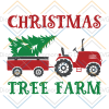 Christmas tractor svg, trailer with tree svg