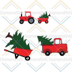 Red Truck and Christmas Tree Cut File Set in SVG, Christmas svg