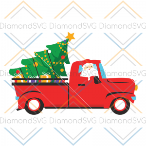 Santa Claus Christmas Red Truck svg, Xmas Digital Download