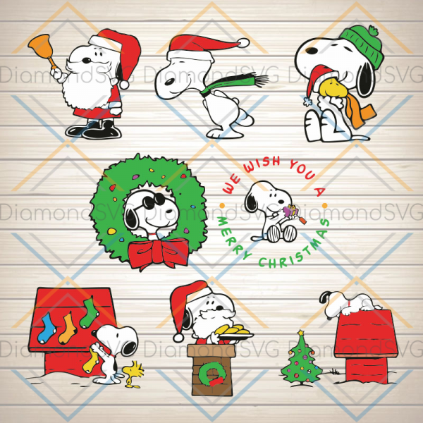 Snoopy Christmas Svg, Snoopy Christmas Eps, Snoopy Christmas Dxf and Snoopy Christmas Png Snoopy Christmas Bundle Digital Download