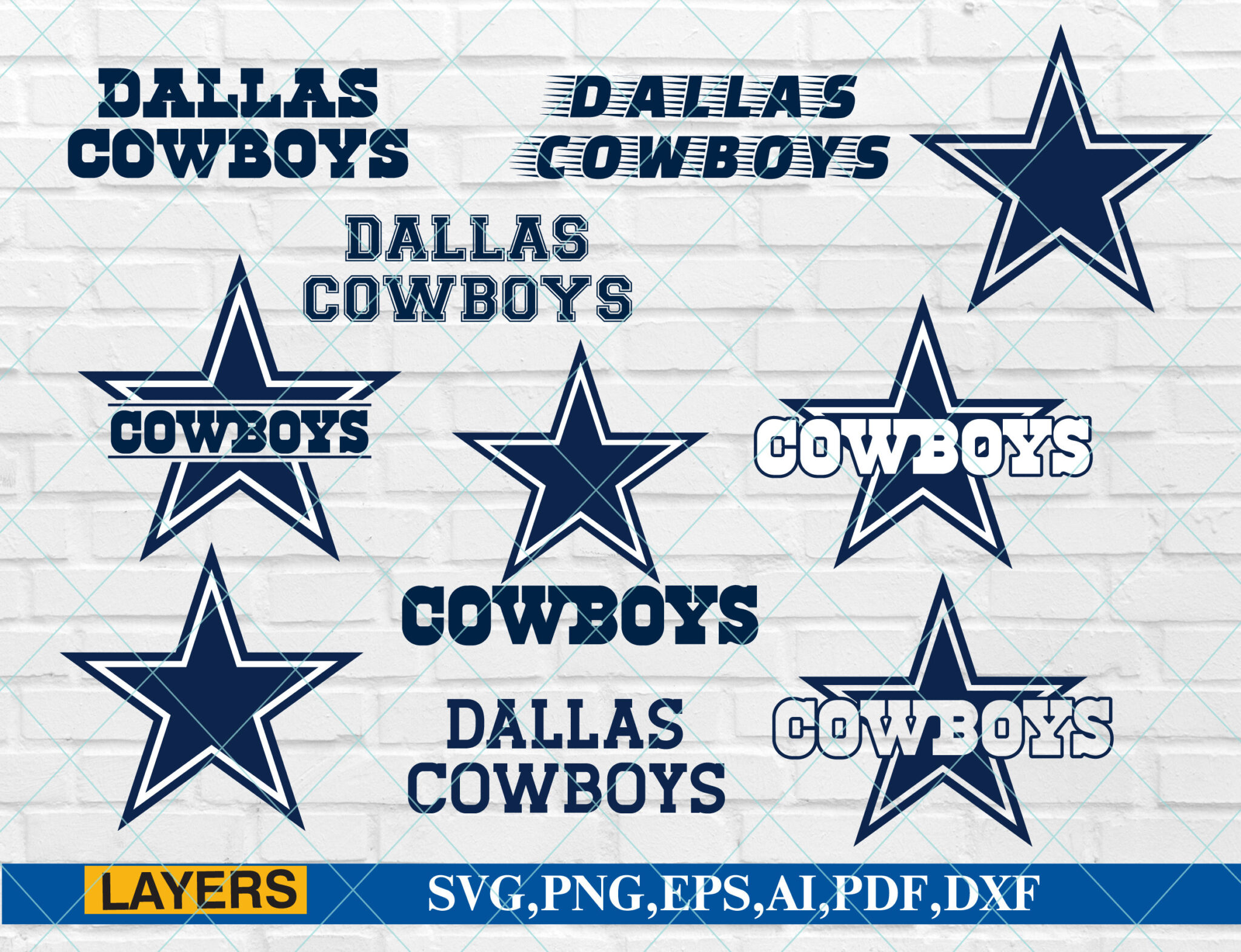Dallas Cowboys NFL American Football Logo Design Silhouette Team