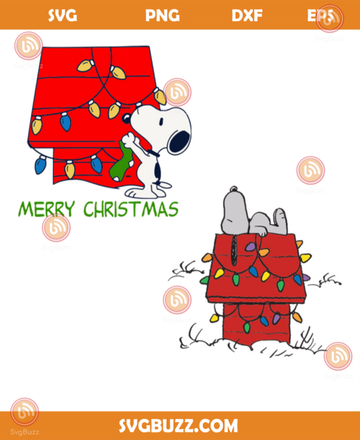 Snoopy decorates his doughuse with christmas lights svg CM29072020