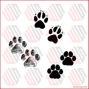 Hand Drawn Doodle Animal Footprint Svg, Trending Svg, Cute Paw Svg,
