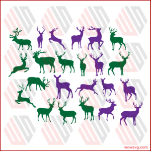 Set Twenty Three Deer Silhouettes Suitable Svg, Trending Svg, Animal
