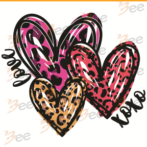 Valentines Day Hearts Svg, Valentine Svg, Heart Svg, Leopard Hearts