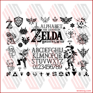 Zelda svg, The Legend of Zelda alphabet clipart, Zelda Characters