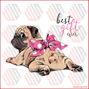 Adorable Beige Puppy Pug Pink Polka Svg, Trending Svg, Animal Svg,