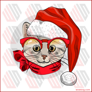 Vector Cat Santa Claus Red Cap svg, Trending Svg, Animal Svg,
