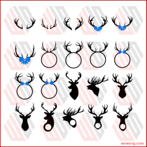 Horns Deer Head Bundle Svg, Trending Svg, Animal Svg, Set Deer Heads
