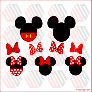 Mickey Minnie Mouse Head Ears Red Polka Dots svg, disney svg,