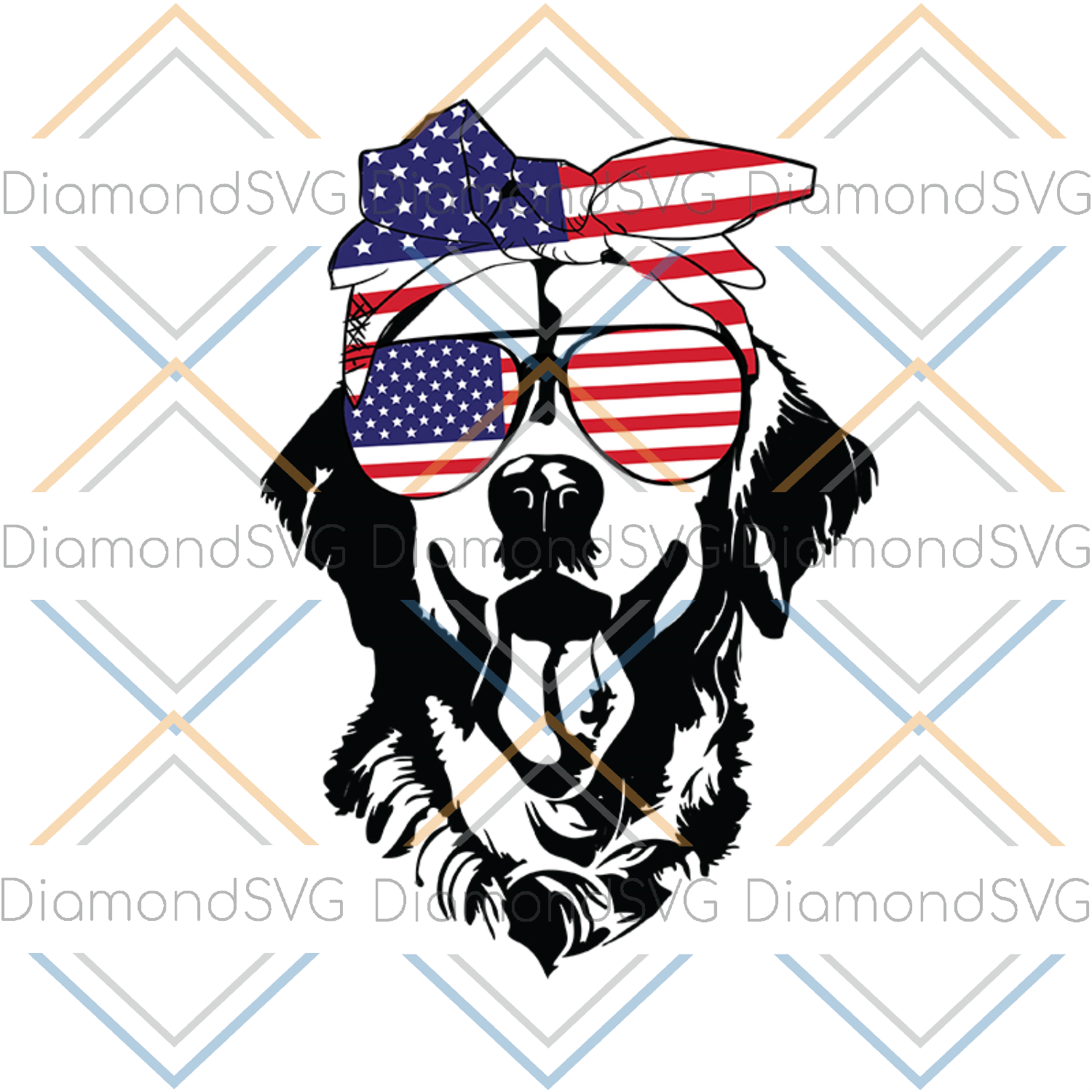 American Dog Svg, Independence Svg, Dog With Flag Bow, July 4th Dog