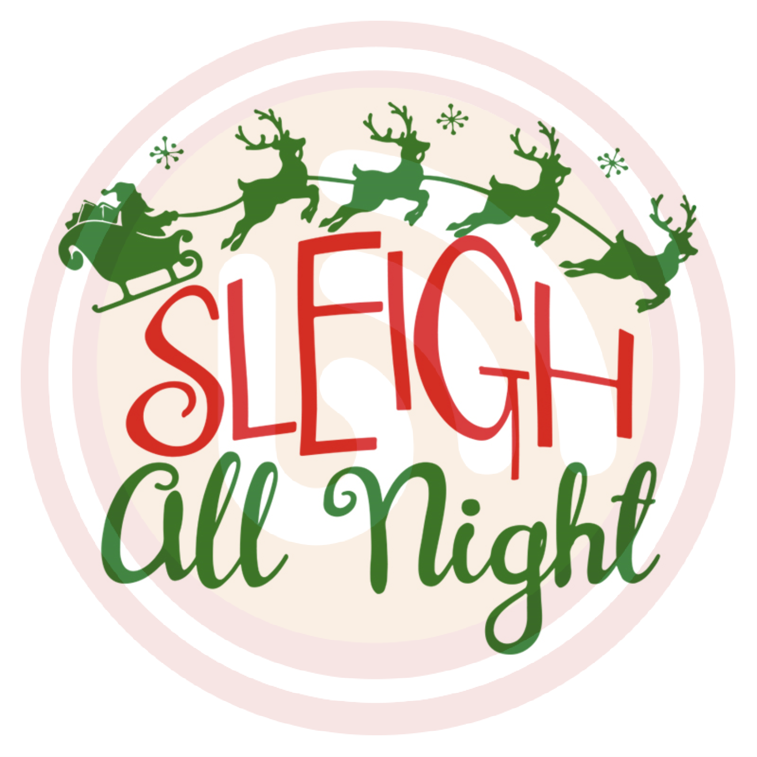Sleigh all night flying reindeer christmas eve svg crm o