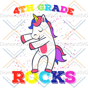 4th grade rock unicorn svg, back to school svg, school svg, grade