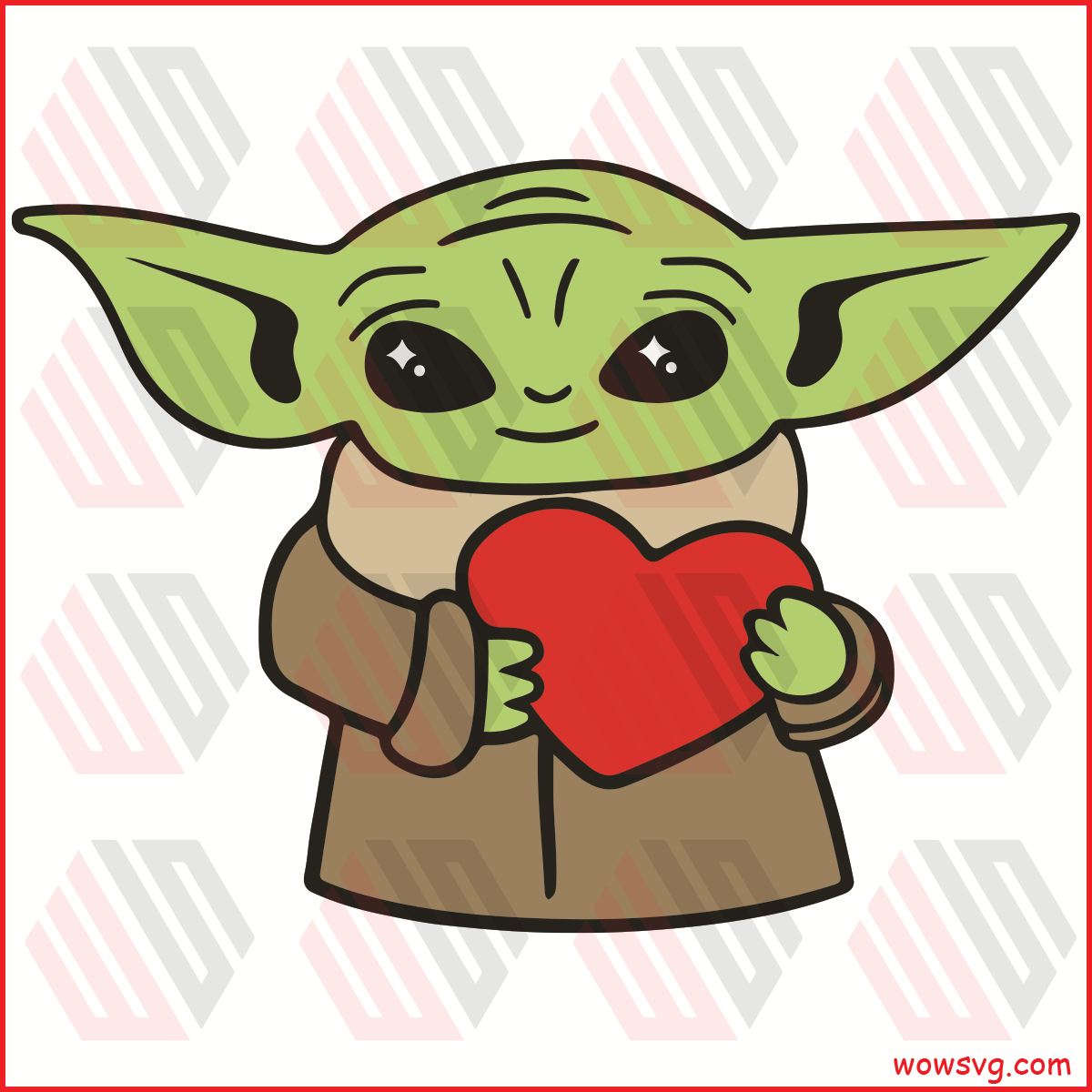 Baby Yoda Holds Heart Svg, Valentine Svg, Baby Yoda Svg, Heart Svg,