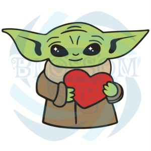 Baby Yoda Holds Heart Svg, Valentine Svg, Baby Yoda Svg, Heart Svg,