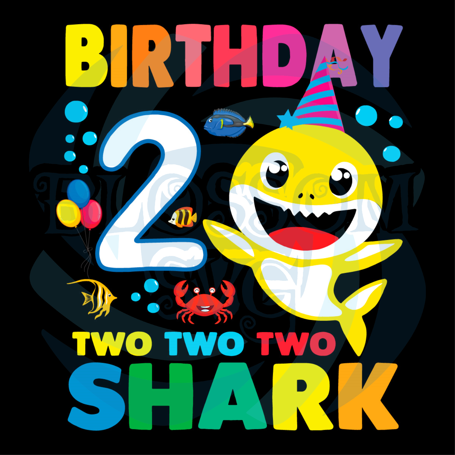 Birthday 2 Years Old Baby Shark Svg Birthday Svg 2nd Birthday Svg Blossom Svg