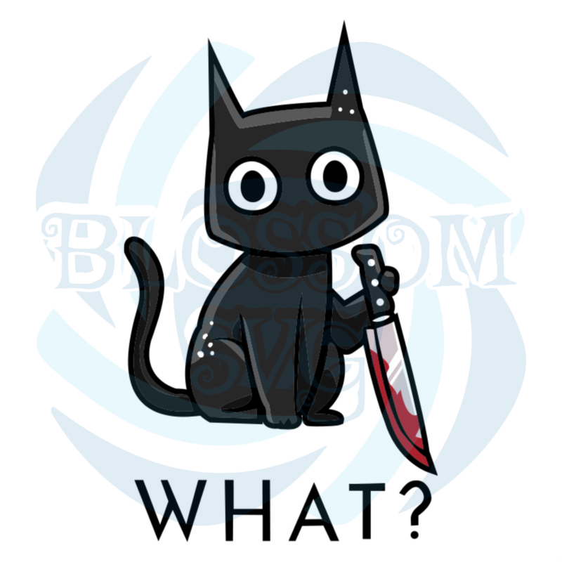 Cat With A Knife Svg, Cartoon Svg, Black Cat Svg, Knife Svg, What