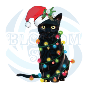 Christmas Cat Svg, Animal Svg, Black Cat Svg, Santa Hat Svg,