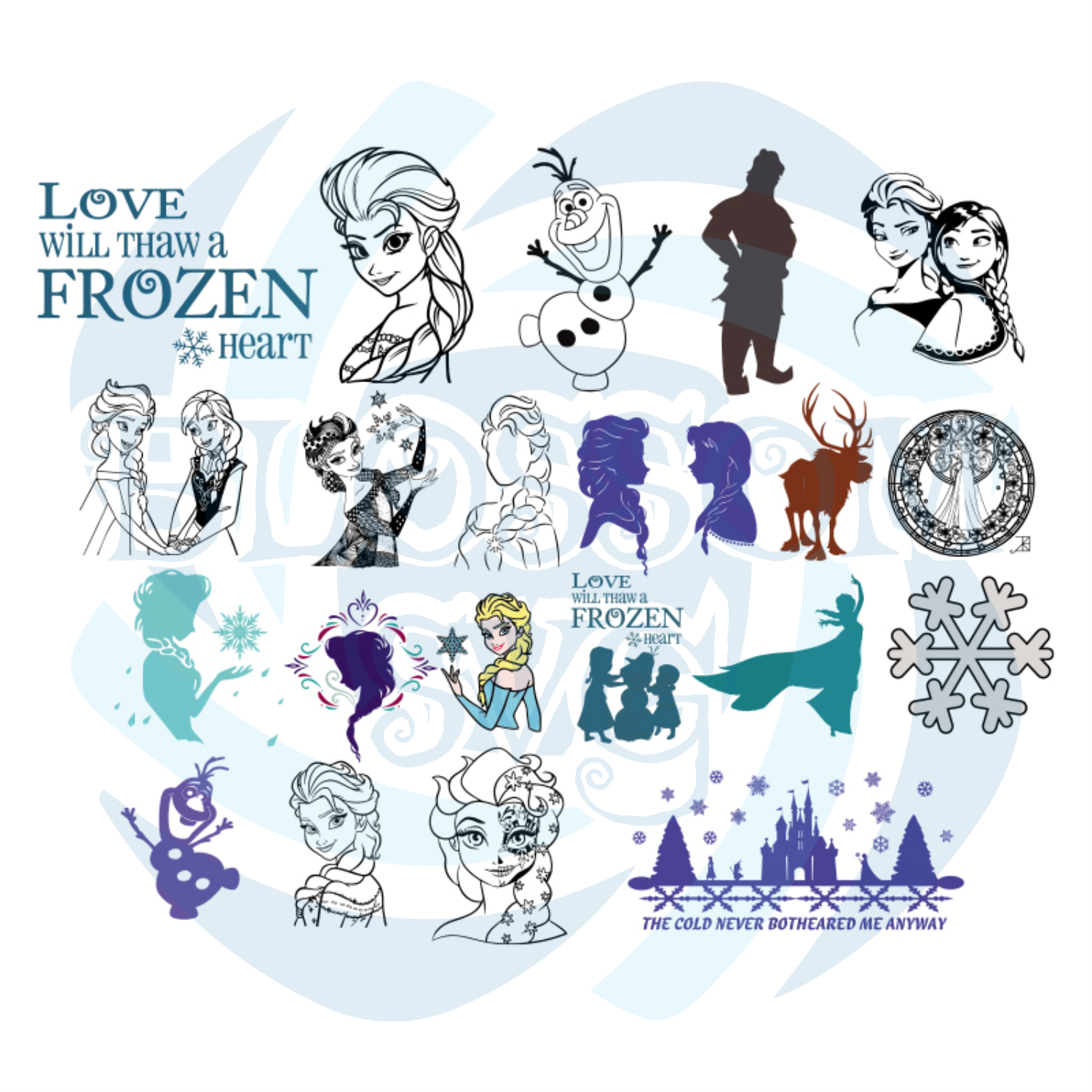 Frozen Bundle Svg, Disney Svg, Elsa Svg, Anna Svg, Snowman Svg, Olaf