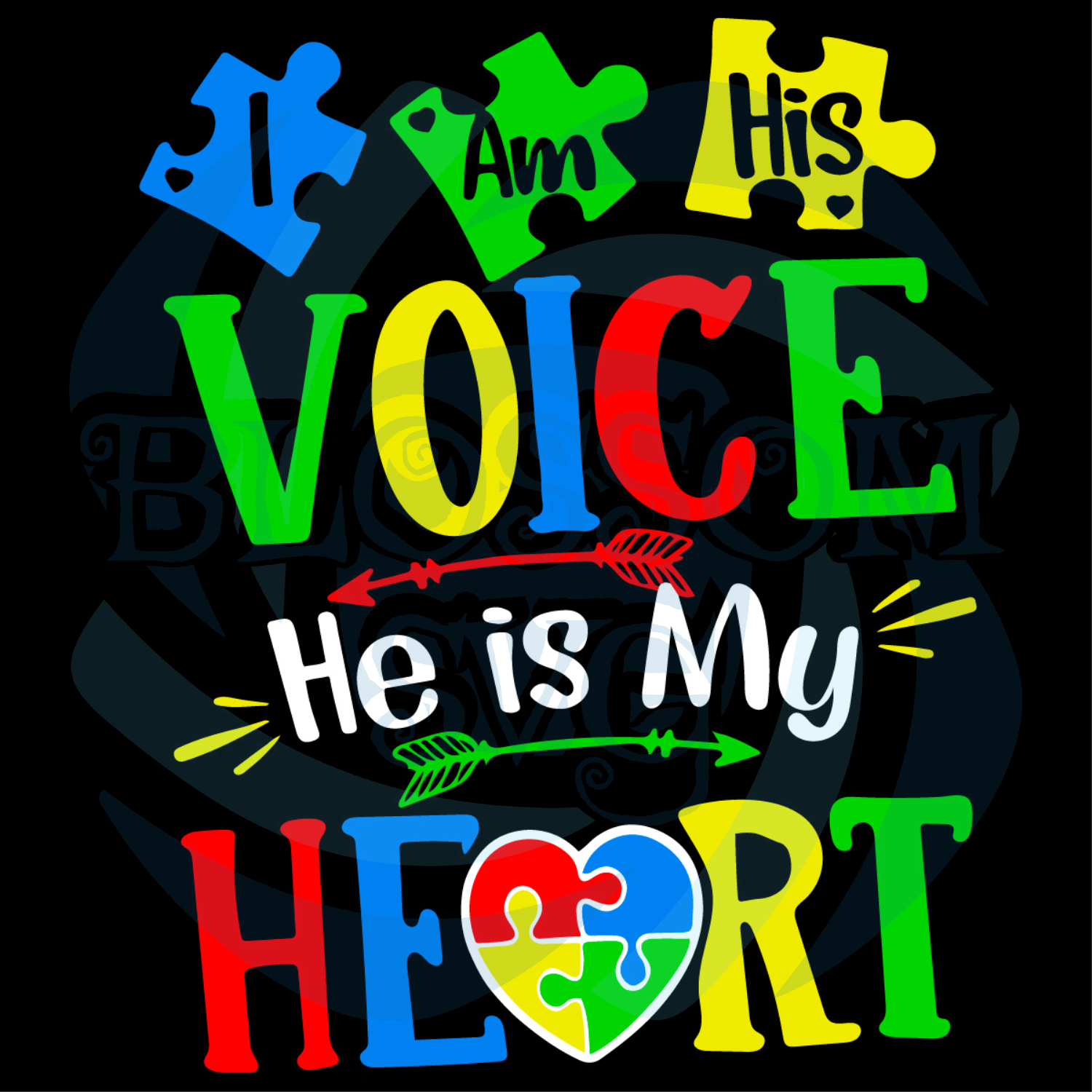 I Am Her Voice She Is My Heart Autism  PNG SVG DXF Eps Jpg