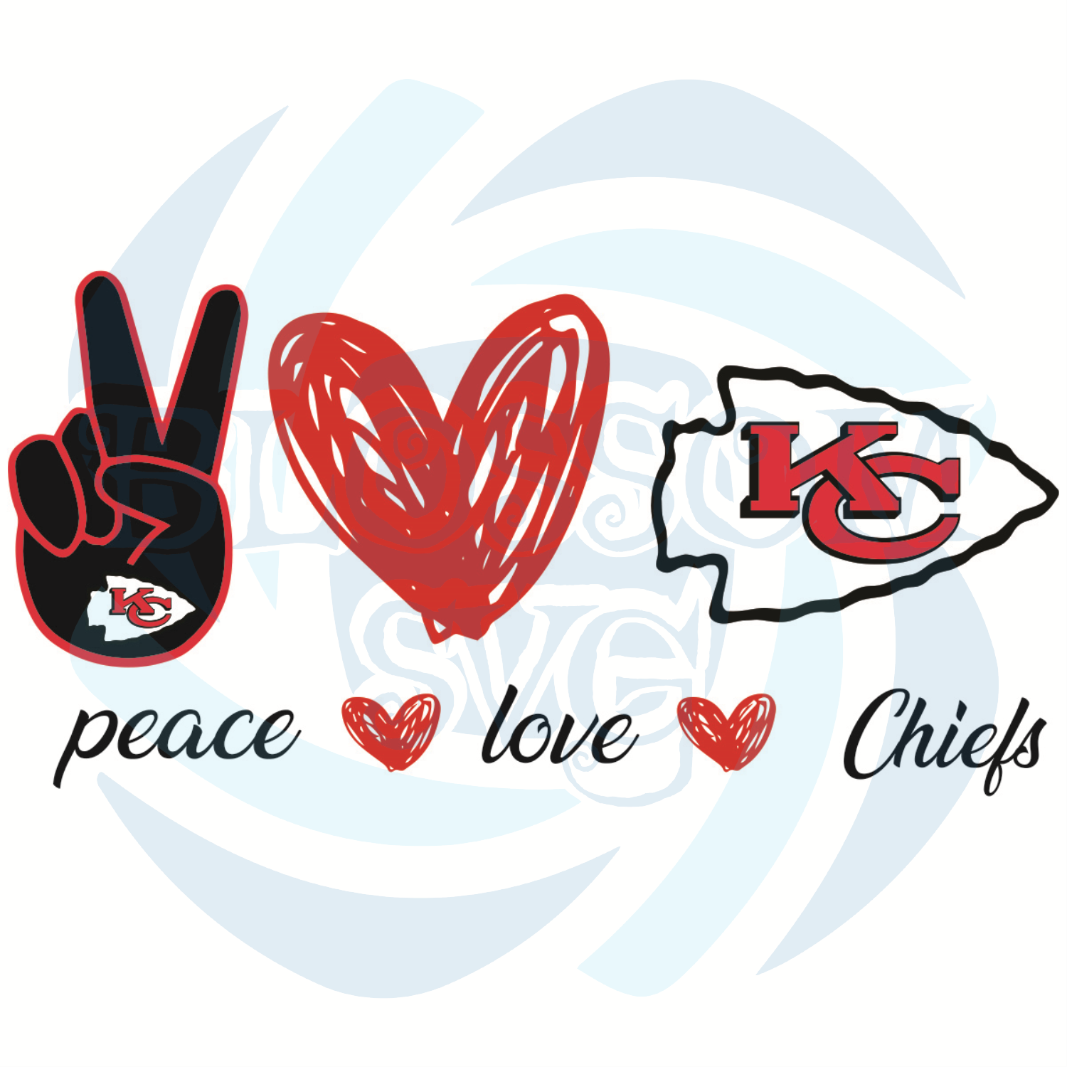 Kansas City Chiefs Peace Love Svg Sport Svg, Peace Svg, Love Svg