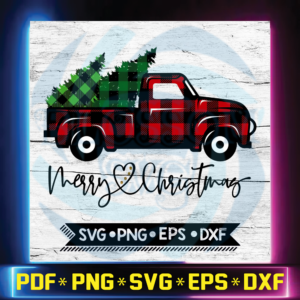Buffalo Plaid Merry Christmas Truck Trees Svg, Download Cut File,svg