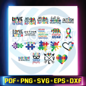 Autism SVG Bundle Cut Files, Commercial use Cricut Clip art Autism