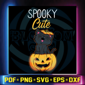 Original Spooky Cute Black Cat Halloween Pumpkin Svg, Halloween Svg,