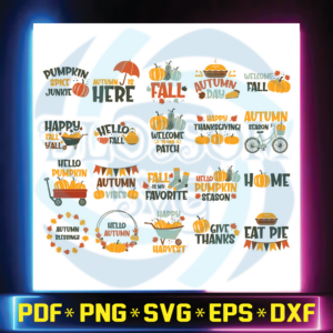 Autumn SVG Bundle, Fall Pumpkin SVG Bundle, Fall SVG Bundle, Cricut