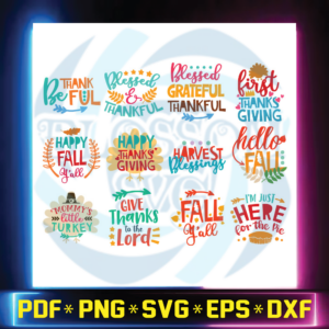 Thanksgiving Bundle Thanksgiving Quotes in SVG, DXF, EPS and PNG