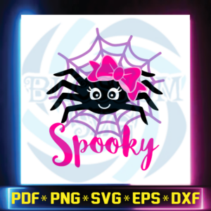 Spooky Spider Svg, Halloween Svg, Girl Spider with Bow Svg, Girls