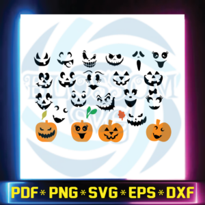 Pumpkin Face svg bundle, Jack O Lantern Faces, Cute Halloween Faces,