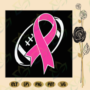 Cancer ribbon with football, football svg, football lover gift,