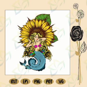 Mermaid sunflower, sunflower svg, sunflower clipart, sunflower lover,