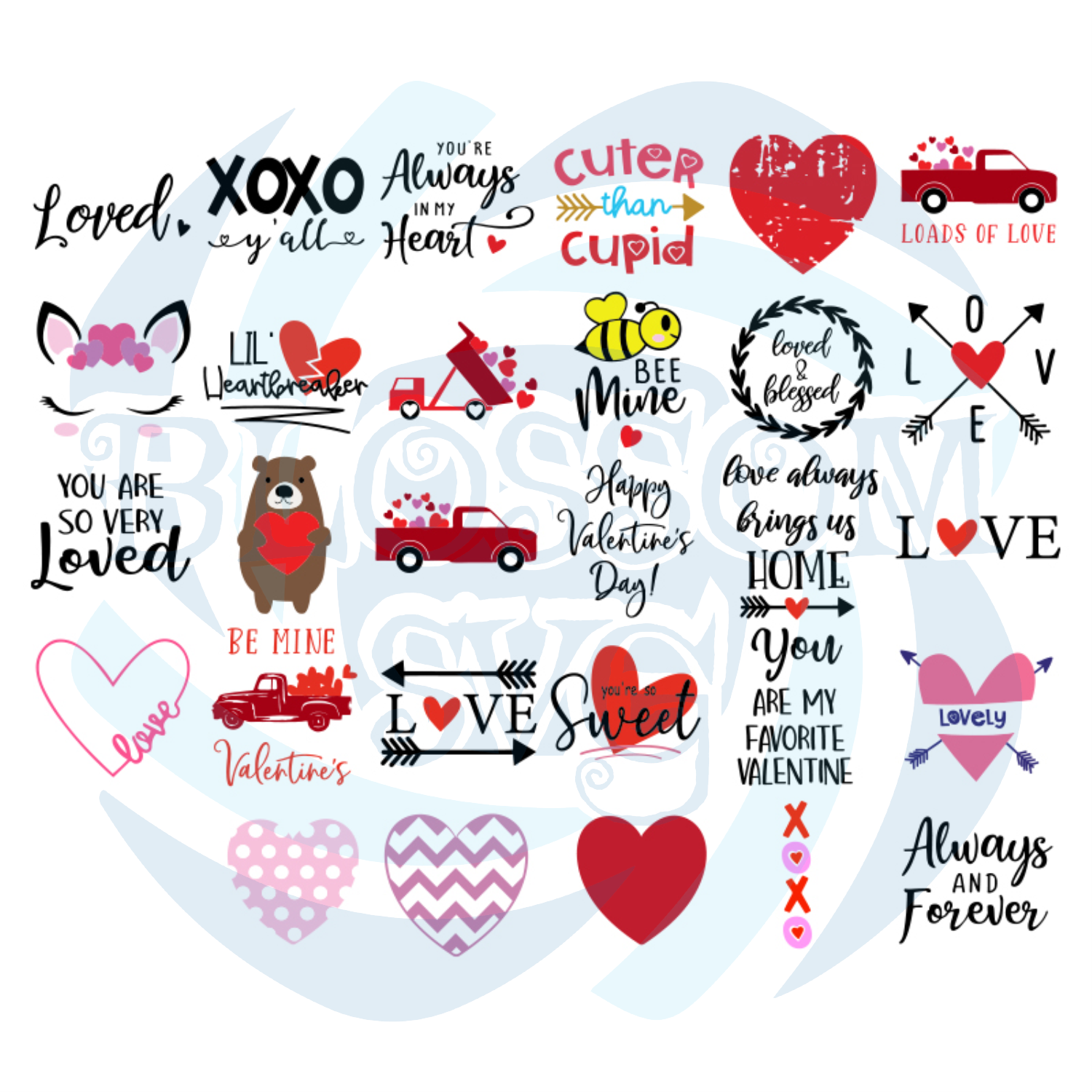 Valentines Icon Bundle Svg, Valentine Svg, Heart Svg, Loved Svg,