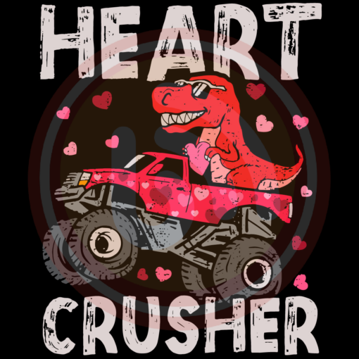Dinosaur monster truck t rex valentines hearts svg svg090122002