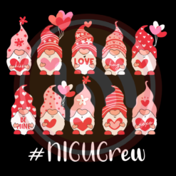 Gnome With Hearts NICU Crew Digital Download File, Valentine Svg