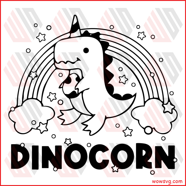 Dinocorn Dinosaur Unicorn with Rainbow Svg SVG060122009