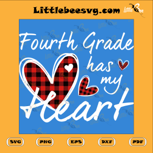 4Th Fourth Grade Has My Heart Plaid Cutting File, Valentine Svg