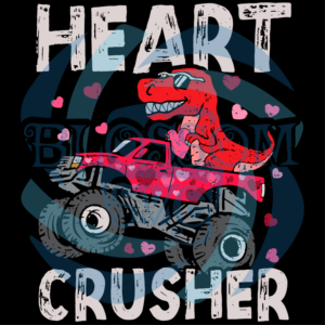 Dinosaur Monster Truck T Rex Valentines Hearts Svg SVG090122002