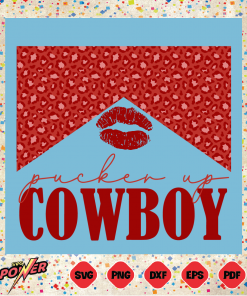 Pucker Up Cowboy Valentines Lips Kiss Leopard western Svg SVG220122025