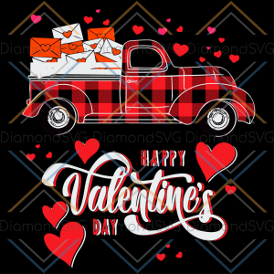 Happy Valentine s Day Women Kids Red Truck With Hearts Svg SVG050122062