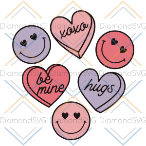 Smiley Candy Hearts Svg SVG190122036