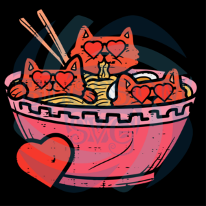 Heart Cats Ramen Noodles Anime Cute Valentines Day Kitten Svg SVG130122015
