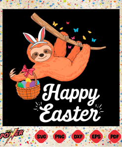 Happy cute sloth with Bunny ears Svg SVG180222063
