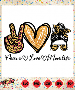 Leopard Peace Love Mom Life Svg Instant Download