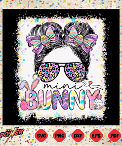 Mini Bunny Messy Bun Leopard Easter Day Svg SVG180222070
